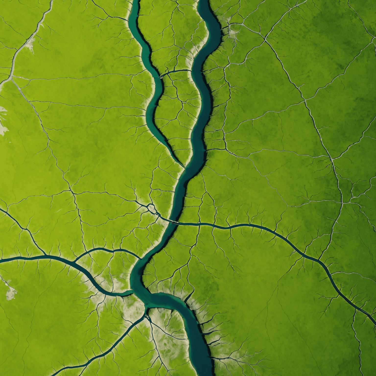 Aerial view of Canadian landscape with geothermal hotspots highlighted in vibrant lime green, showcasing the country's vast geothermal potential