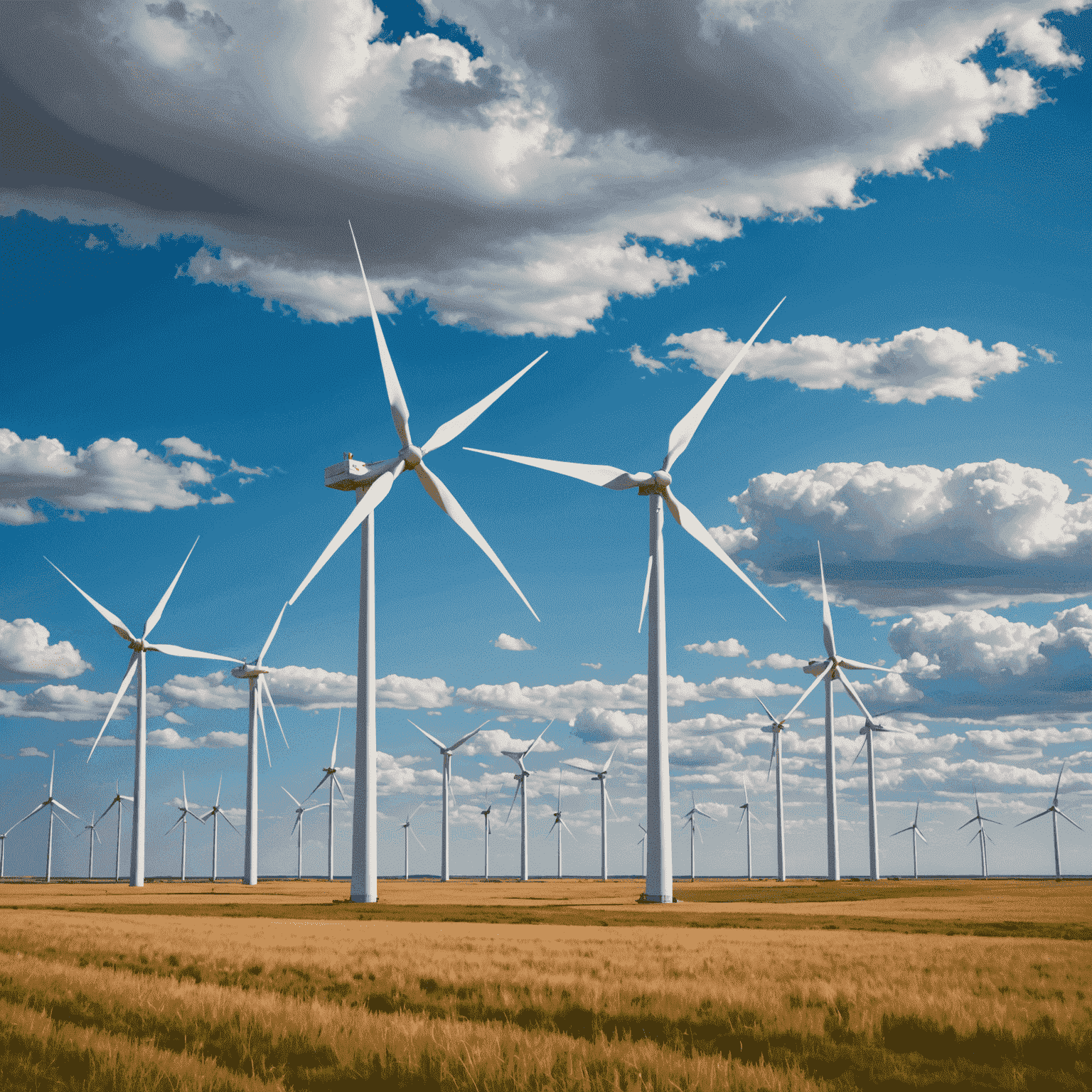 Advanced wind turbines in a Canadian prairie landscape, showcasing modern wind energy technology